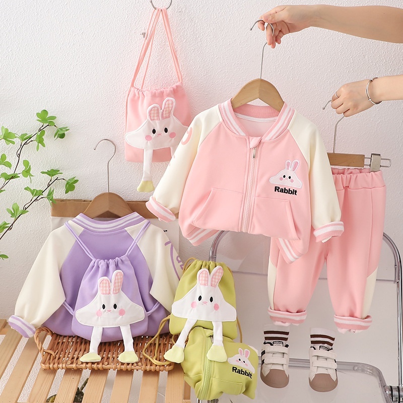 3pcs Baby Girl Cute Rabbit with Backpack Set