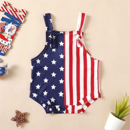 Baby Girl American Independence Day Fag Pattern Bodysuit