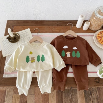 2pcs Baby Girl/Boy Great Bear Tree Sweatshirt Long Sleeve Set