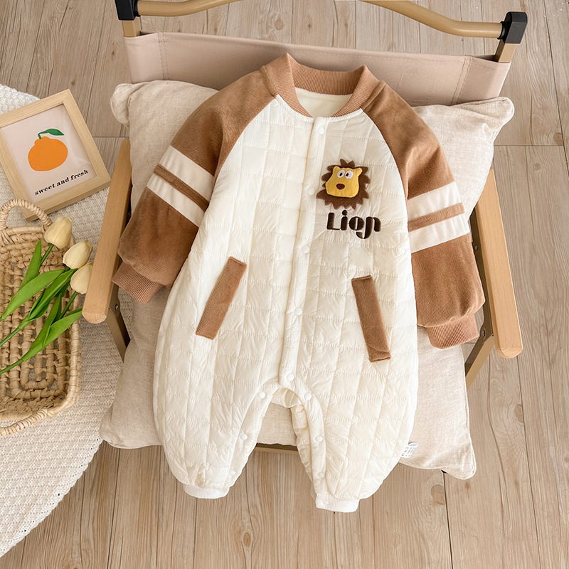 Baby Boy Thickened Padded Cute Lion Romper