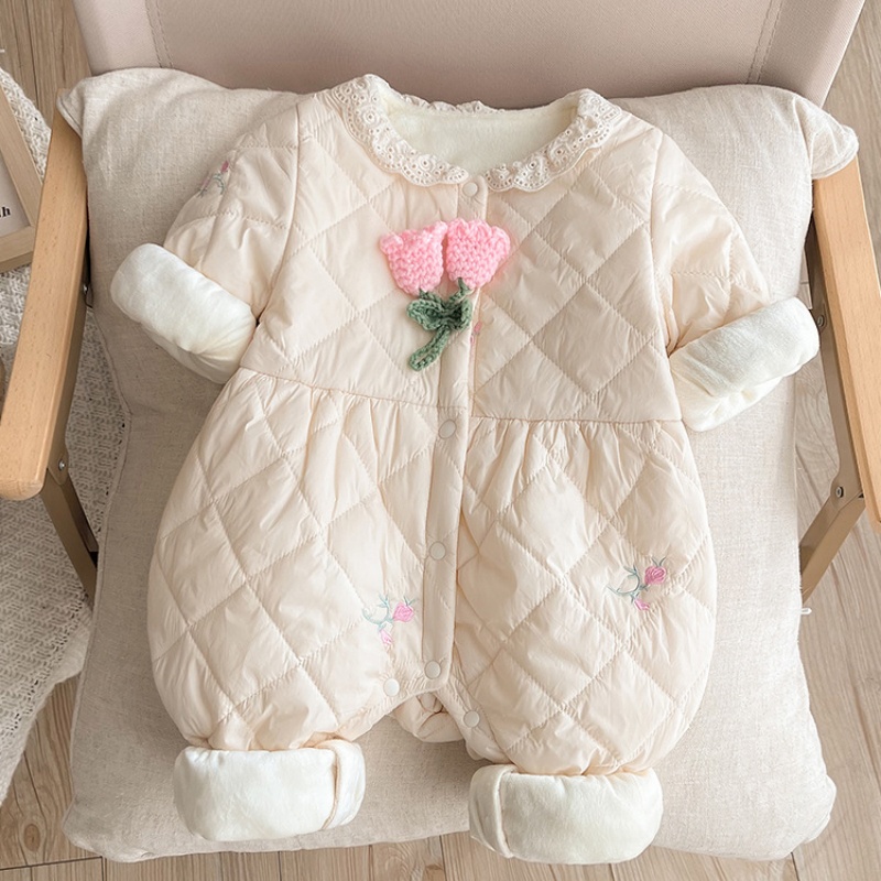 Baby Girl Cotton Flower Thickening Romper