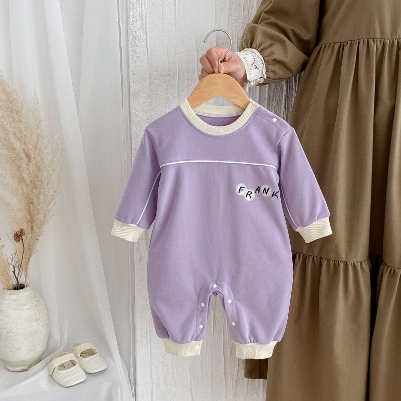 Baby Girl Alphabet EmbroideryLong Sleeve Romper