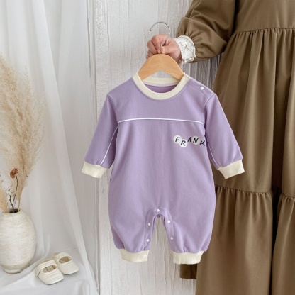 Baby Girl Alphabet EmbroideryLong Sleeve Romper