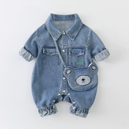 Baby Boy Soft Cowboy Cute Bear with Bag Romper