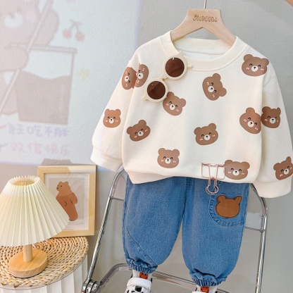 2pcs Baby Girl/Boy Full-print Bunny Long Sleeve Set