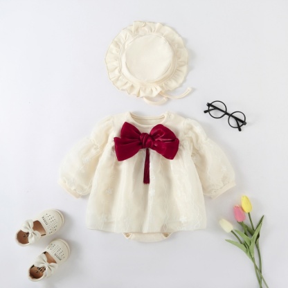 Baby Girl Big Bow Bodysuit with Hat