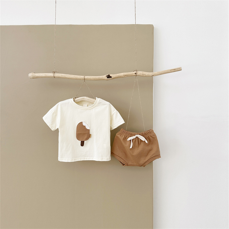 2pcs BabyBoy Ice Cream Cute T-shirt with Pant Set