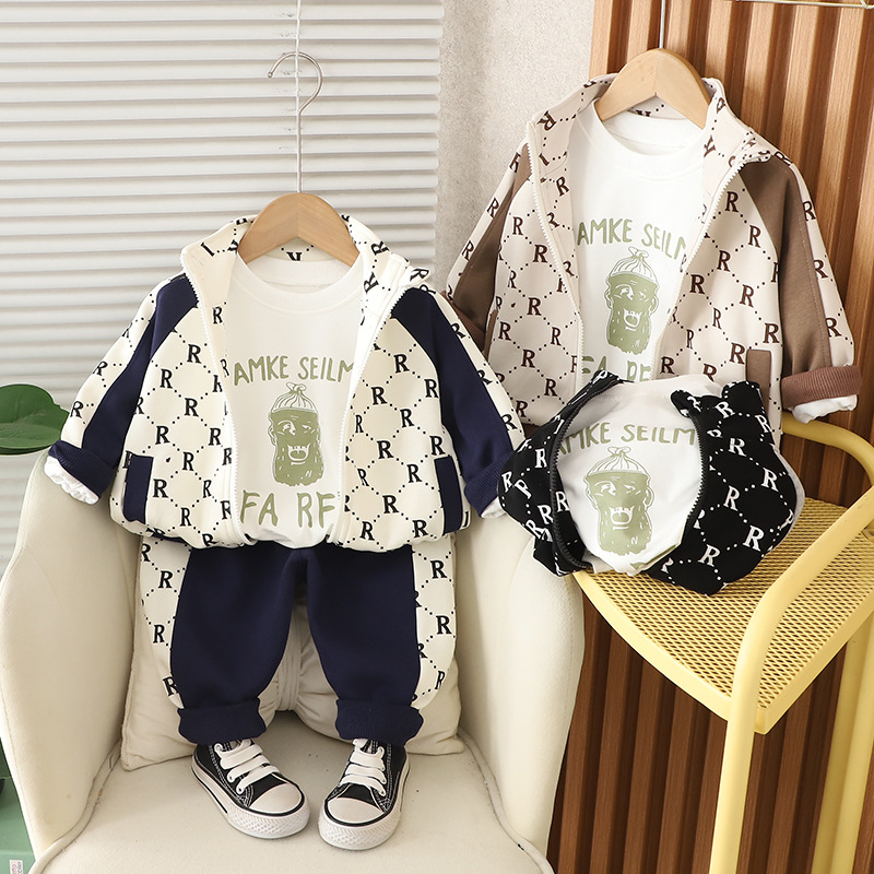 3pcs Baby Boy Long Sleeve Colour Blocking Casual Set