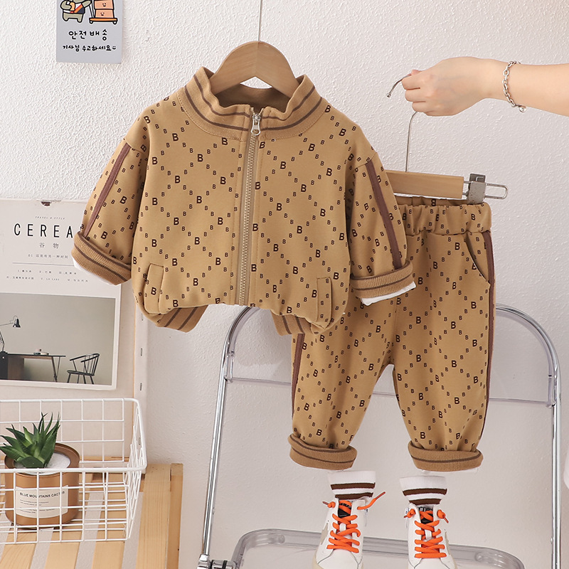 2pcs Baby Boy/Girl Long Sleeve Alphabet Casual Zip Set