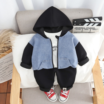 3pcs Baby Boy/Girl Long Sleeve Casual Simple Hooded Set