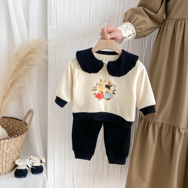 Baby Girl Padded and Thickened Cute Bunny Romper with Hat