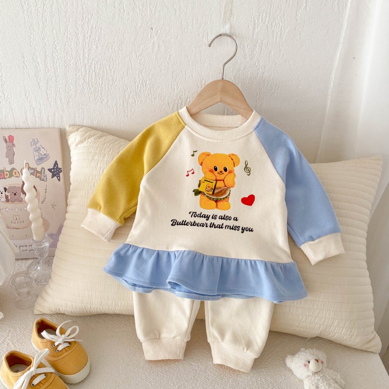 2pcs Baby Girl Fashion Alphabet Cartoon Simple Set