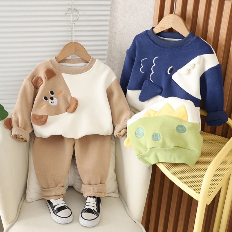 2pcs Baby Boy Colourblock Animal Rocker Set
