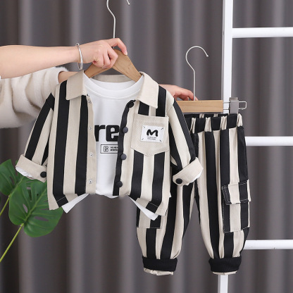 3pcs Baby Boy Striped Casual Long Sleeve Set