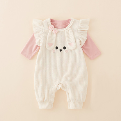 2pcs Baby Girl Cute Bunny Long Sleeve Romper Set