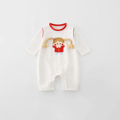Baby Girl Girl In Pigtails Long Sleeve Romper
