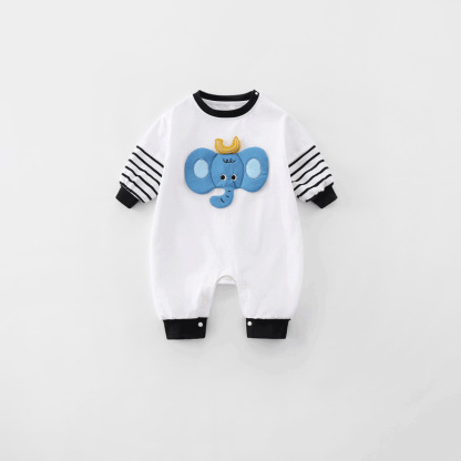 Baby Girl/Boy Cute Elephant Embroidery Long Sleeve Romper