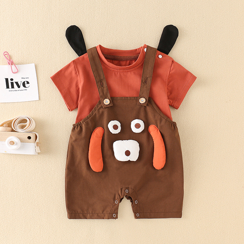 Baby Boy/Girl Cute Cartoon T-shirt+Romper 2pcs Set