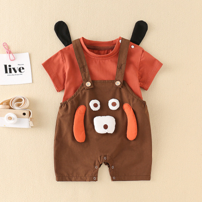 Baby Boy/Girl Cute Cartoon T-shirt+Romper 2pcs Set