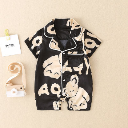 Baby Boy/Girl Cute Bear Cartoon Letter Romper