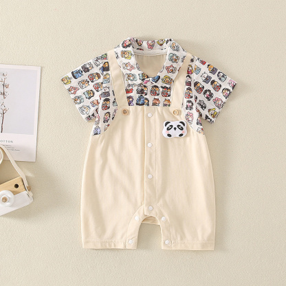 Baby Boy/Girl Cute Cartoon Panda Short Sleeve Romper