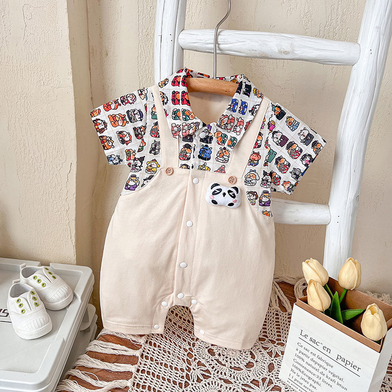 Baby Boy/Girl Cute Cartoon Panda Short Sleeve Romper