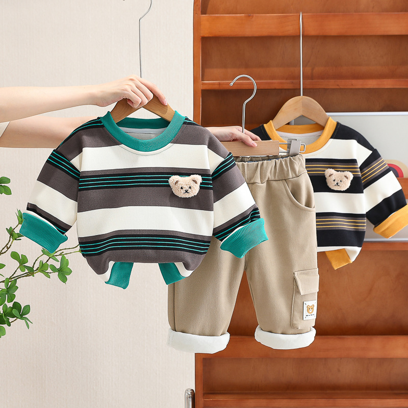 Baby Crew Shirt Thin Fleece Casual Two Piece Set
