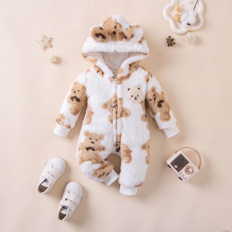 Baby Boy Cute Bear Hooded Romper