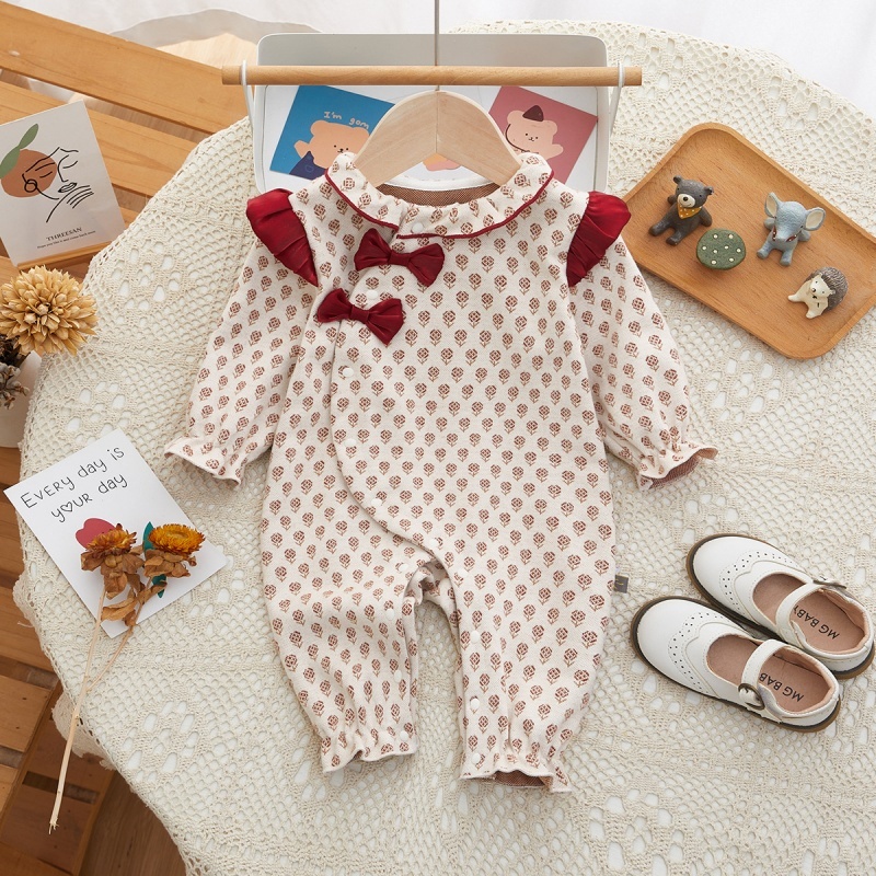 Baby Girl Bow Tie With Sash Closure Romper