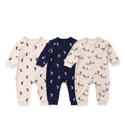 Baby Boy/Girl Cute Puppy Moon Long Sleeve Romper