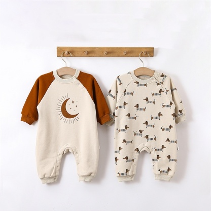 Baby Boy/Girl Cute Animal Puppy Moon Long Sleeve Romper