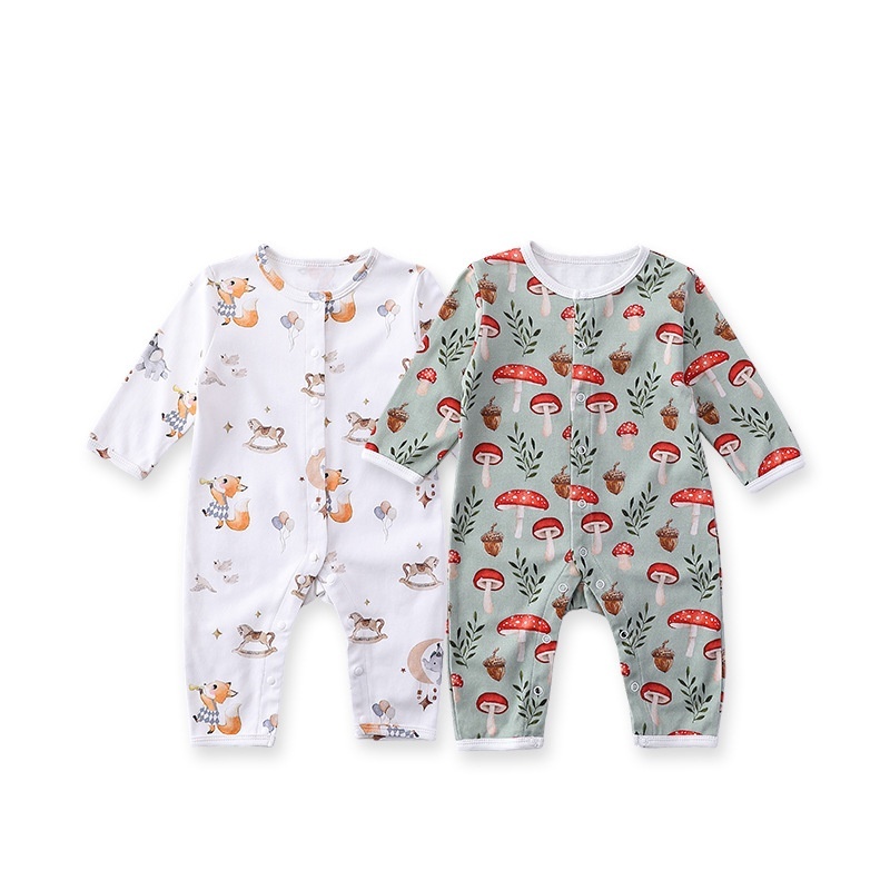 Baby Boy/Girl Mushroom Squirrelland Long Sleeve Romper