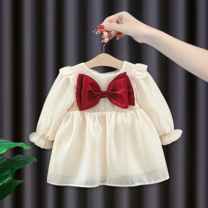 Baby Girl Bow Long Sleeve Dress