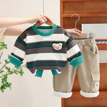 Baby Crew Shirt Thin Fleece Casual Two Piece Set