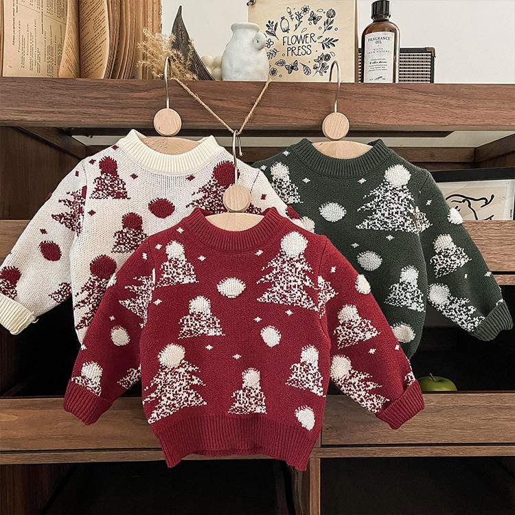 Baby Jacquard Embroidered Little Tree Knit Sweater