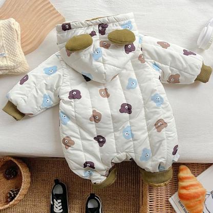 Baby Hooded Bear Cotton Romper