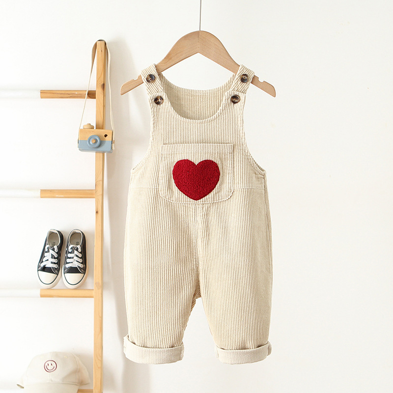 Baby Corduroy Heart Embroidered Overall