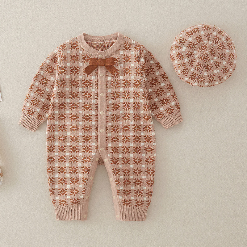 Baby Hooded Knit Sweater Romper
