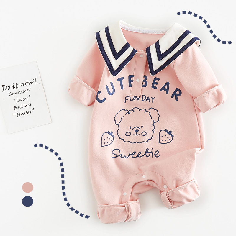 Baby Bear Navy Style Cartoon Romper