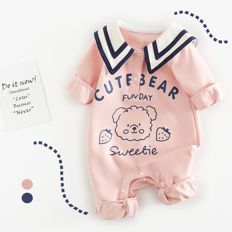 Baby Bear Navy Style Cartoon Romper