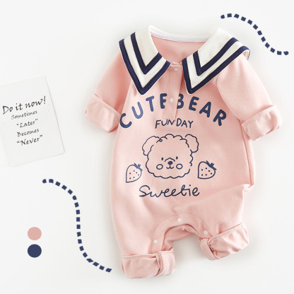 Baby Bear Navy Style Cartoon Romper