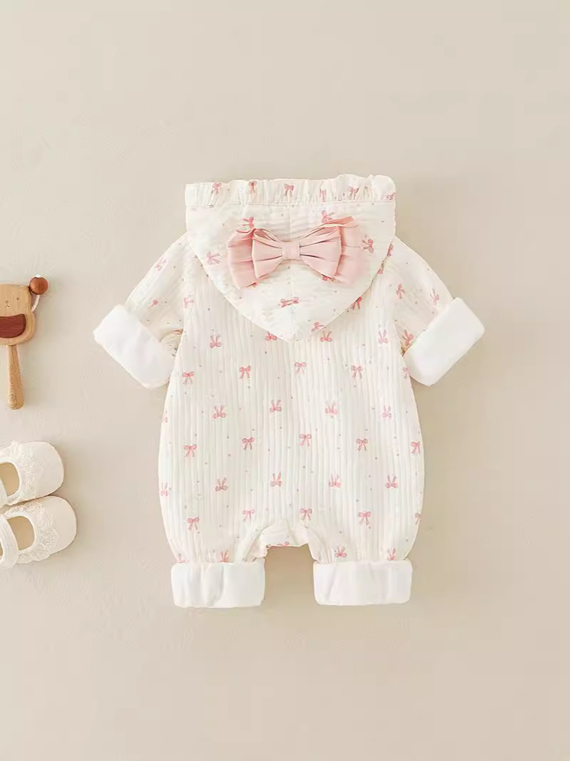 Baby Girl Pink Princess Bow Tie WIth Hat Romper