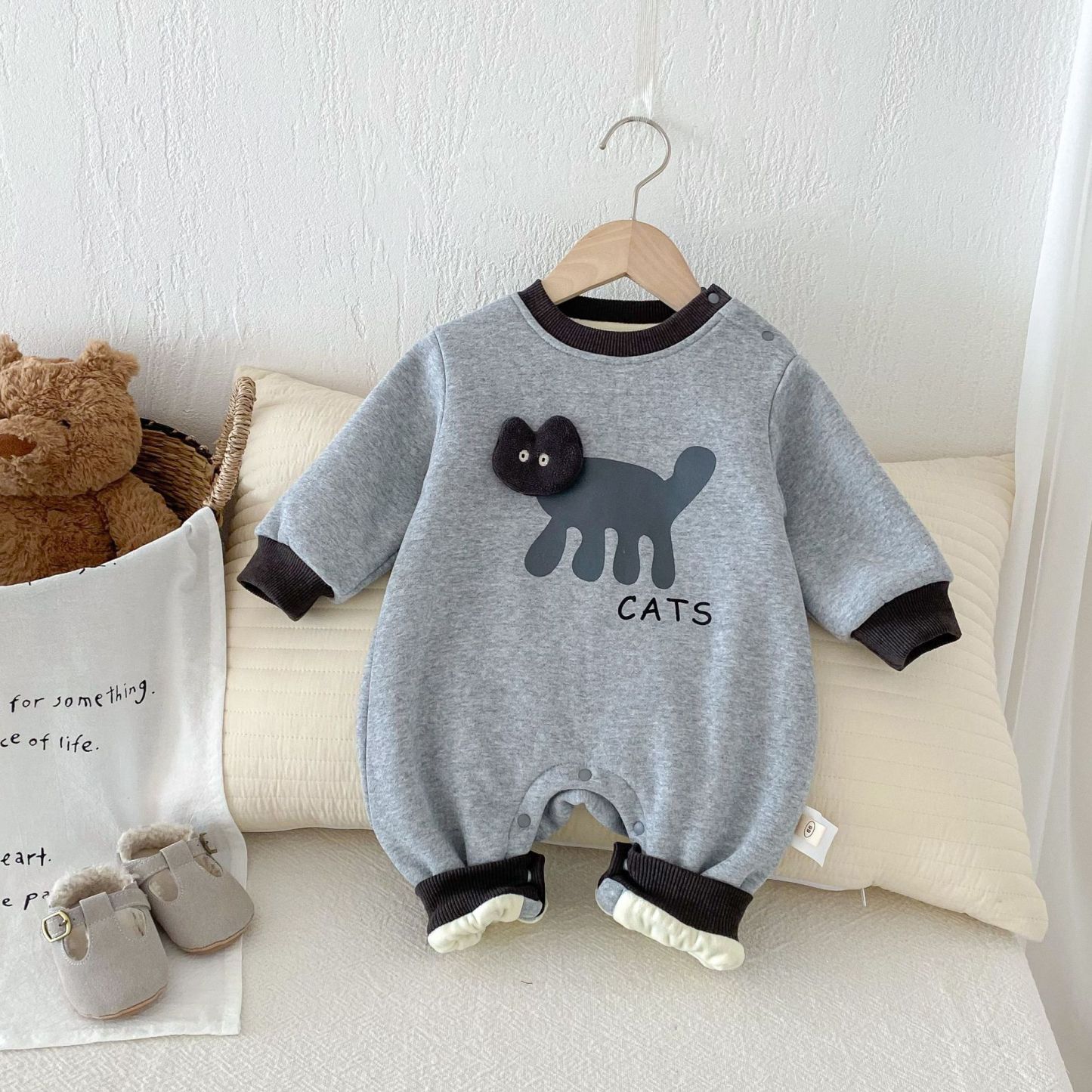 Baby Boy Cartoon Cat Padded Romper