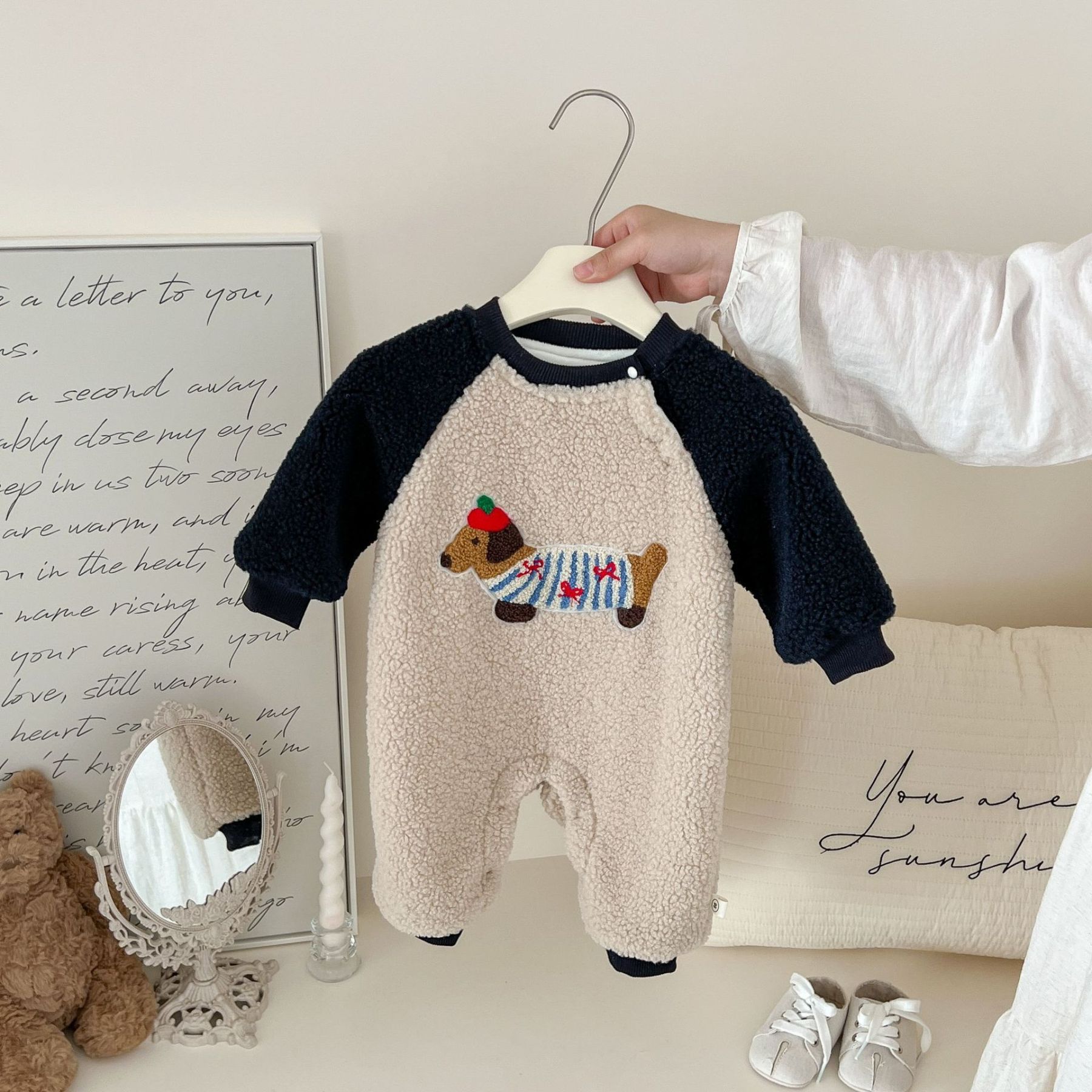 Baby Cute Puppy Pellet Plush Romper