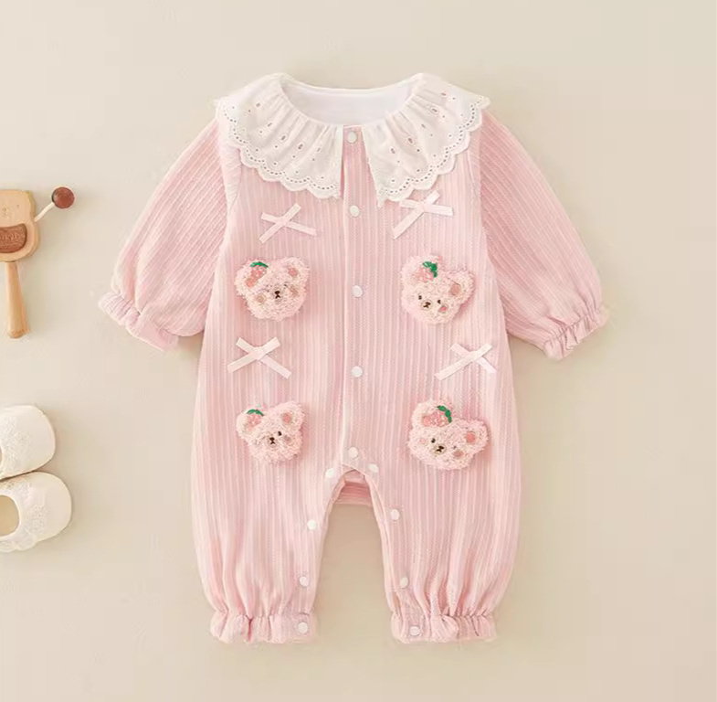 Baby Bear Pink Princess Bow Tie Romper