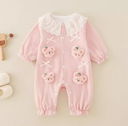 Baby Bear Pink Princess Bow Tie Romper