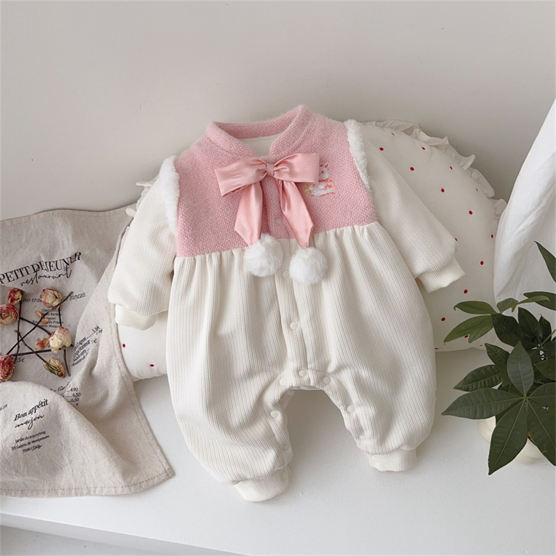 Baby Cartoon Cute Bow Tie Romper