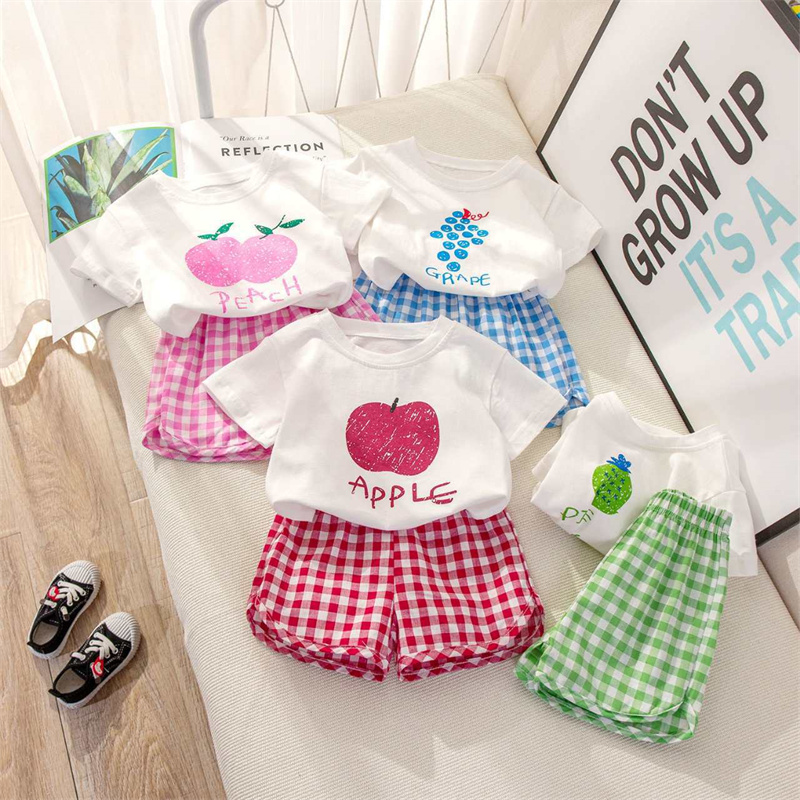 2pcs Baby Girl/Boy Cute Fruit Pattern T-shirt with Pant Set