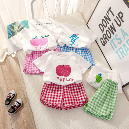 2pcs Baby Girl/Boy Cute Fruit Pattern T-shirt with Pant Set