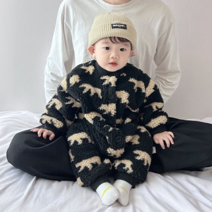 Baby Boy/Girl Cute Animal Lambswool Thickened Romper
